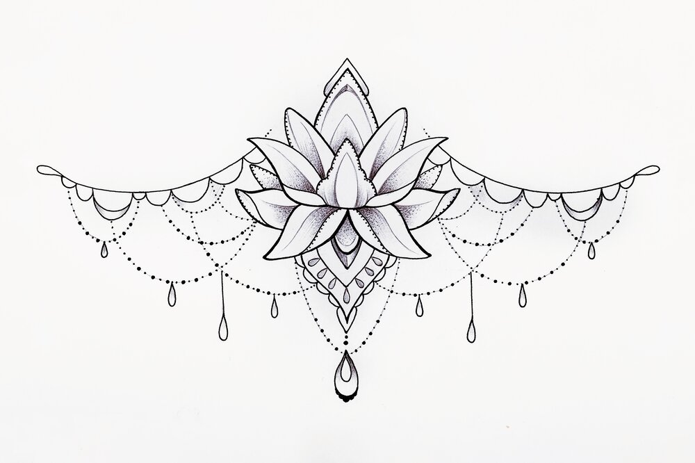 Dibujo de flor de loto para tatuaje mujer
