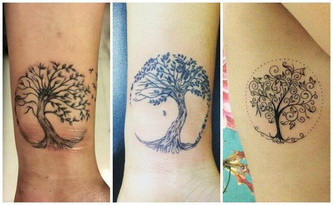 # modelos de tatuajes con diferentes diseños de árbol de la vida en brazo