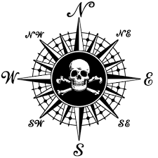 Muy relacionado a los piratas y viajes por el mar el tatuaje de rosa de los vientos y las calaveras