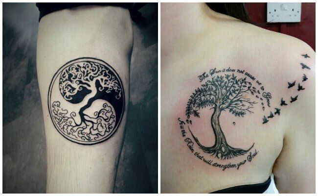 Tatuajes de árbol de la vida en brazo y espalda