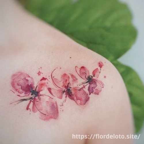 Orquídea rosada y violeta - Tatuaje estilo acuarelas