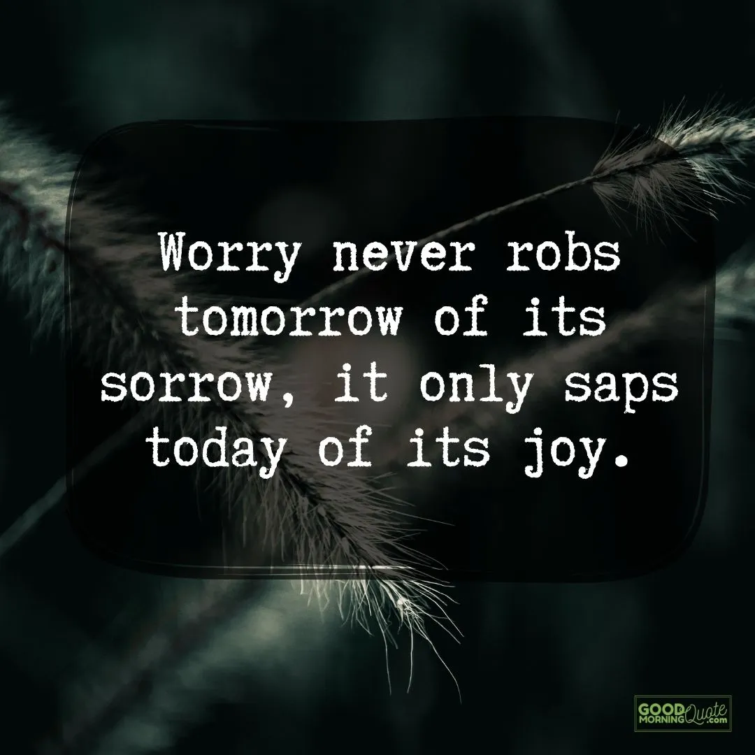 worry never robs tomorrow with plant on the background